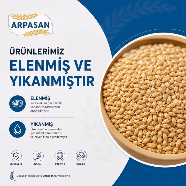 Arpasan ürünleri elenmiş ve yıkanmıştır